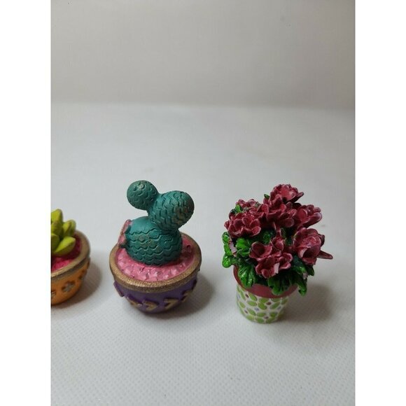 VINTAGE Miniature Artificial Plants In Pots Clay Pottery Decorative Bohemian - Picture 3 of 7